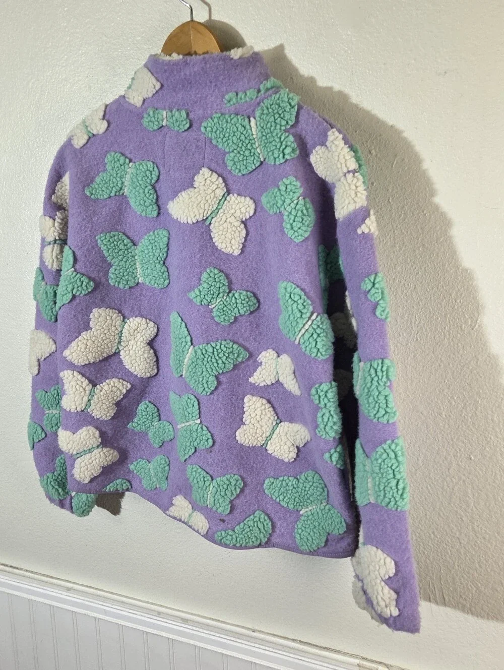 Lucky Brand Girls L 14/16 Purple Butterfly Sherpa Fleece Jacket Full Zip Lavende